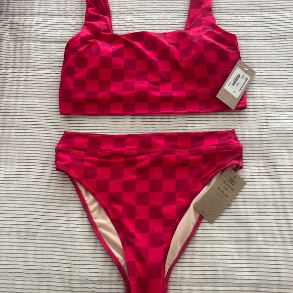 Albion Red Checkered Bikini Set - Picture 1 of 3